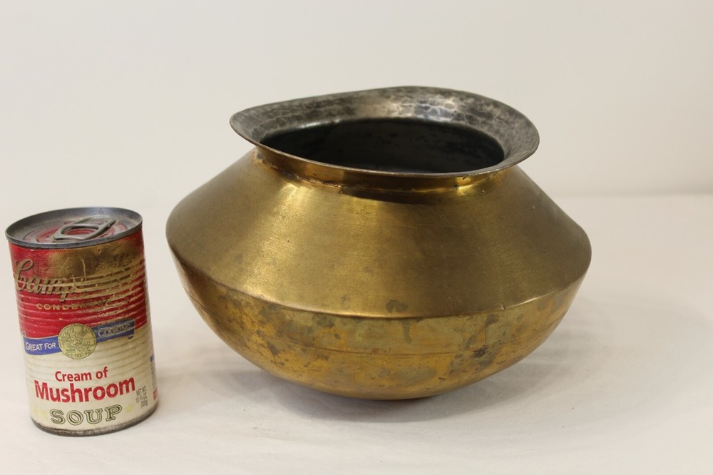 Vintage Middle Eastern Brass Spittoon Vessel Engraved Words