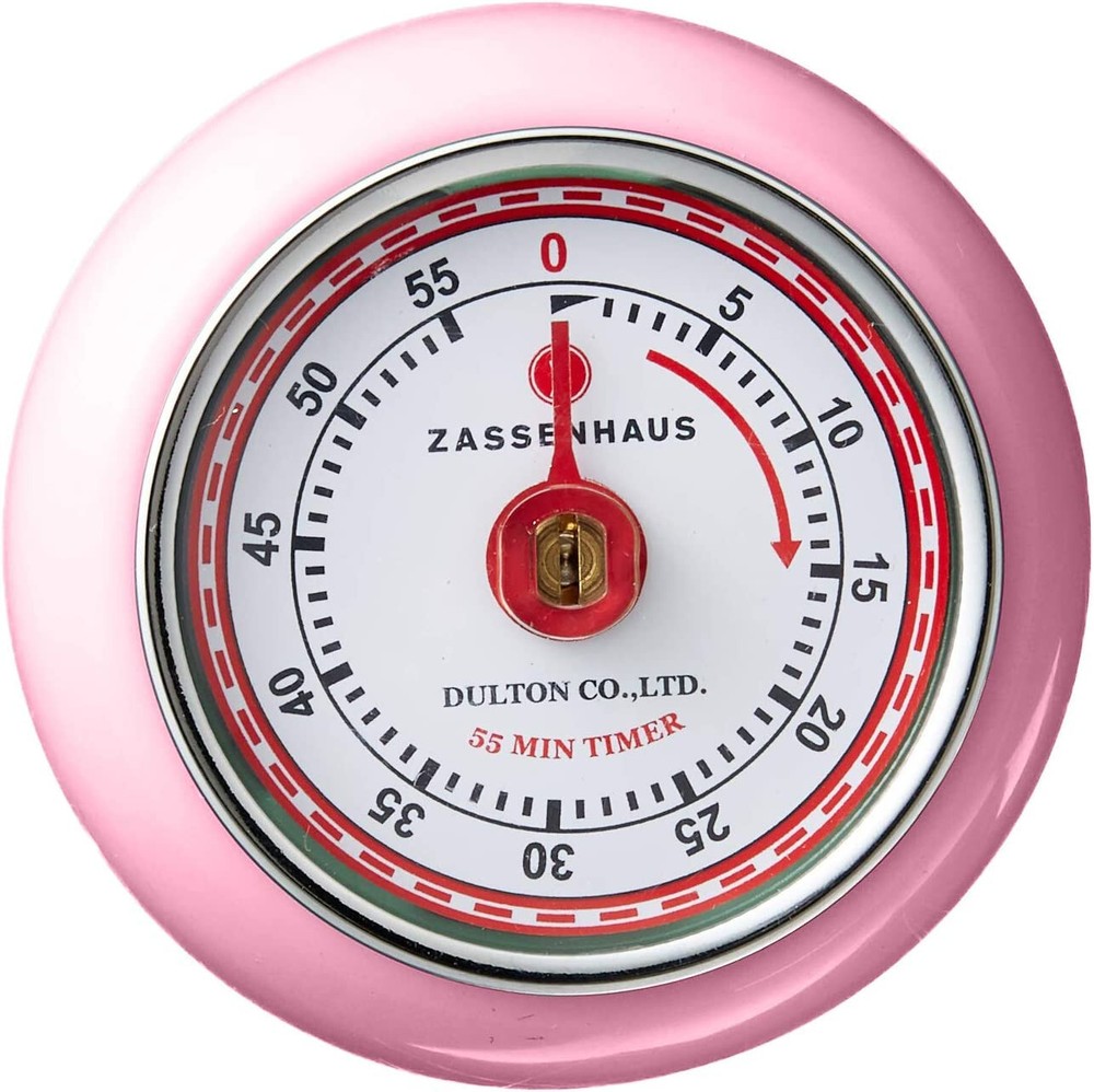 Zassenhaus Magnetic Retro Kitchen Timer, Pink - NEW