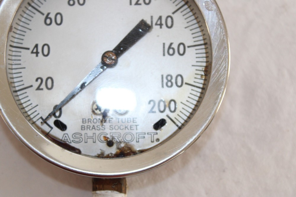 2 Vintage ASHCROFT Bronze Tube Brass Socket Gauges