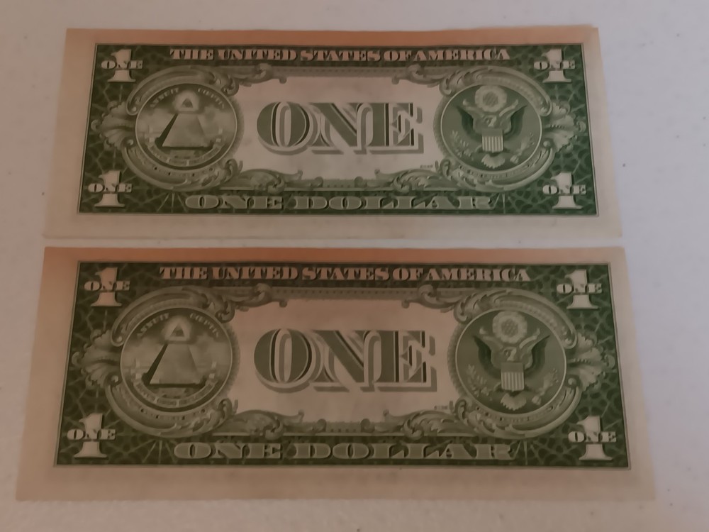 2 Consecutive- 1935e $1 Blue Seal Silver Certificates- LH Block