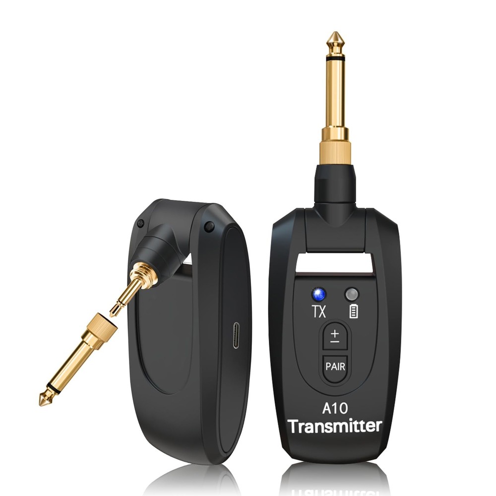 Wireless Guitar System 2.4GHz 2 Modes, Thumb-Size, 250° Rotatable, Wireless