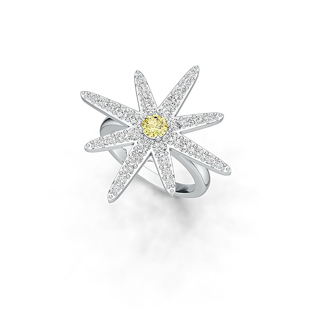 Sterling Silver Semi Mount Ring Setting Round RD 4x4mm Starburst Theme