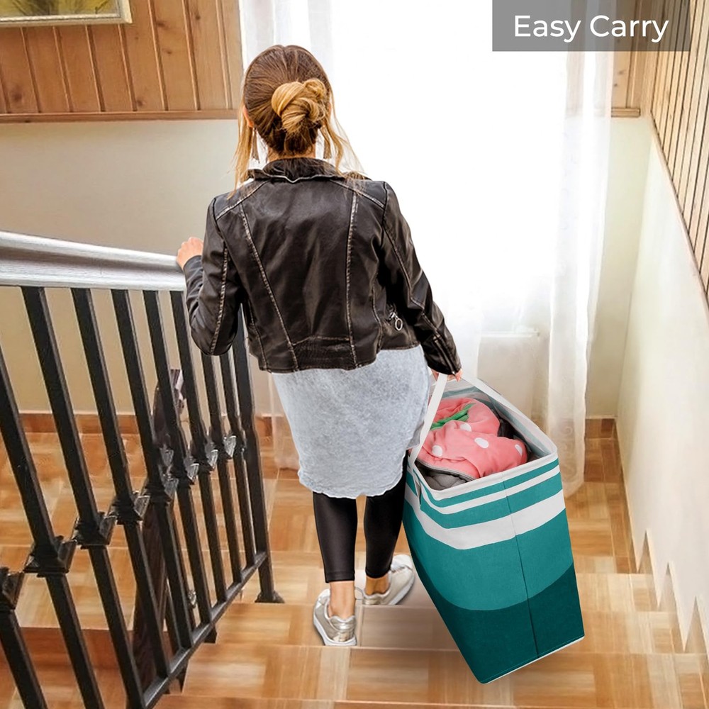 2 Pack Large Laundry Basket Waterproof Freestanding Hamper 100L Green