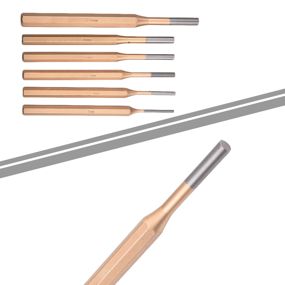 Heavy Duty Cylindrical Chisel Round Head Center Punch Chisel Pack 6pcs