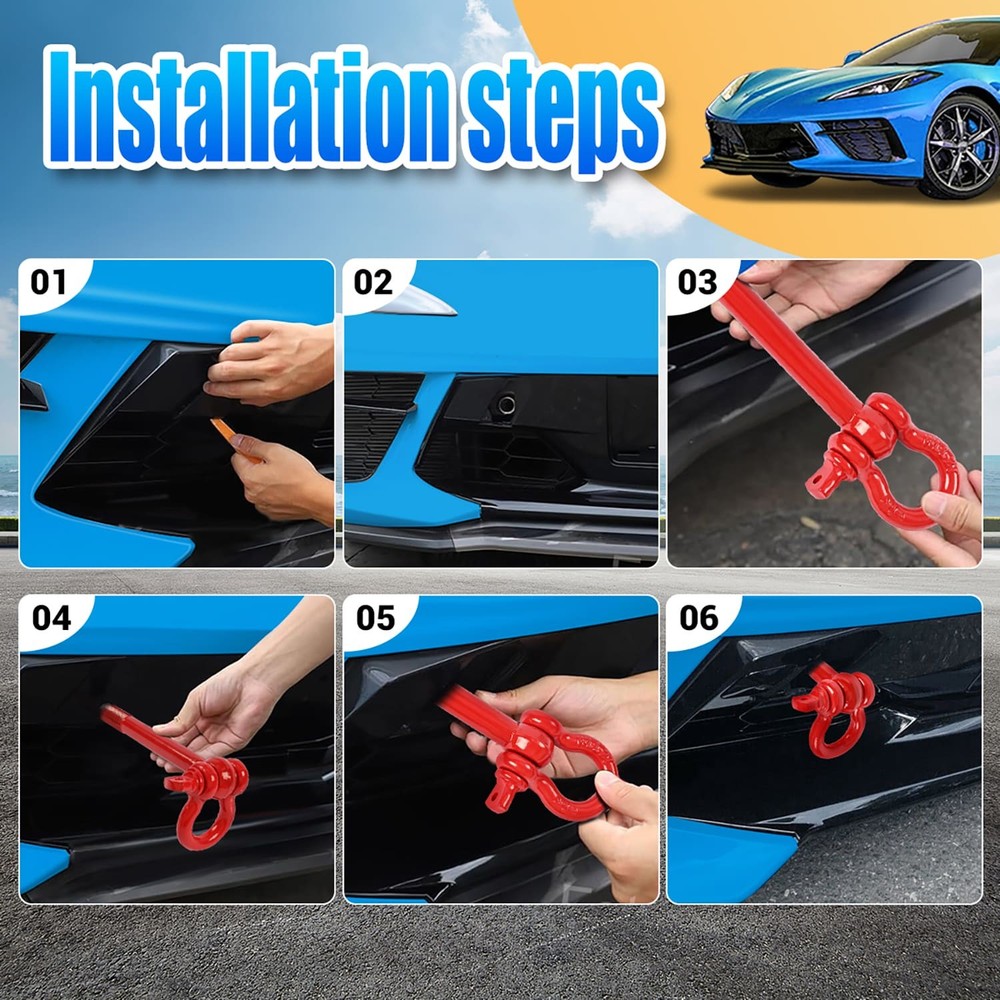 Red Mid-Engine Front or Rear Tow Hook Replacement 15234068 For Corvette C8 2020+