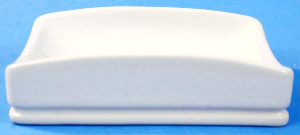 Cascade Ceramic Soap Dish White Beige Rectangular 5.5" Long Crackle Finish
