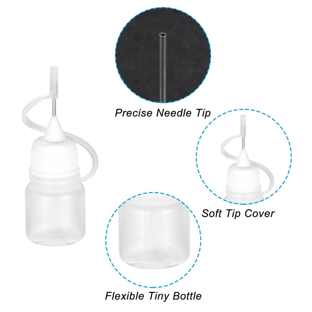 Needle Tip Bottle Precision Plastic Applicator 3ml White Hood 10pcs
