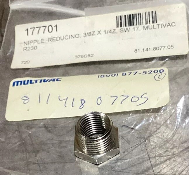 NOS Surplus Multivac 811418077os Nipple Reducing
