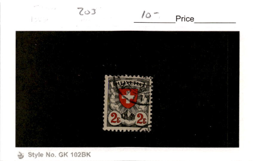 Switzerland, Postage Stamp, #203 Used, 1924 Shield Cross (AP)