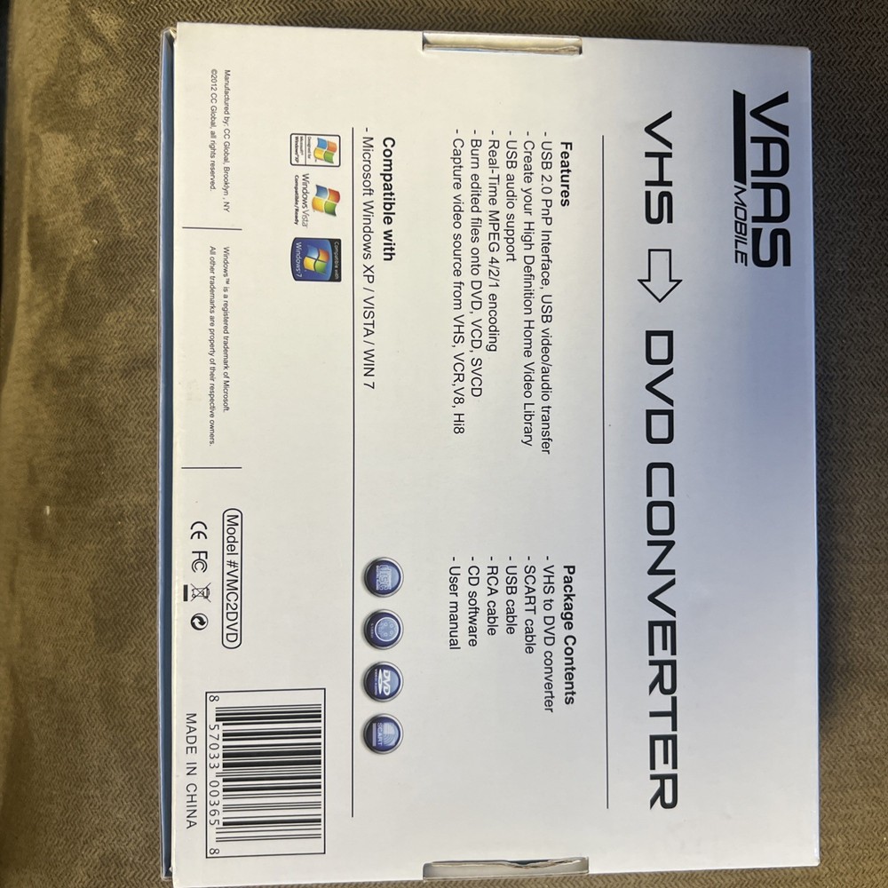 Vaas Mobile VHS to DVD Conversion Software & Hardware New
