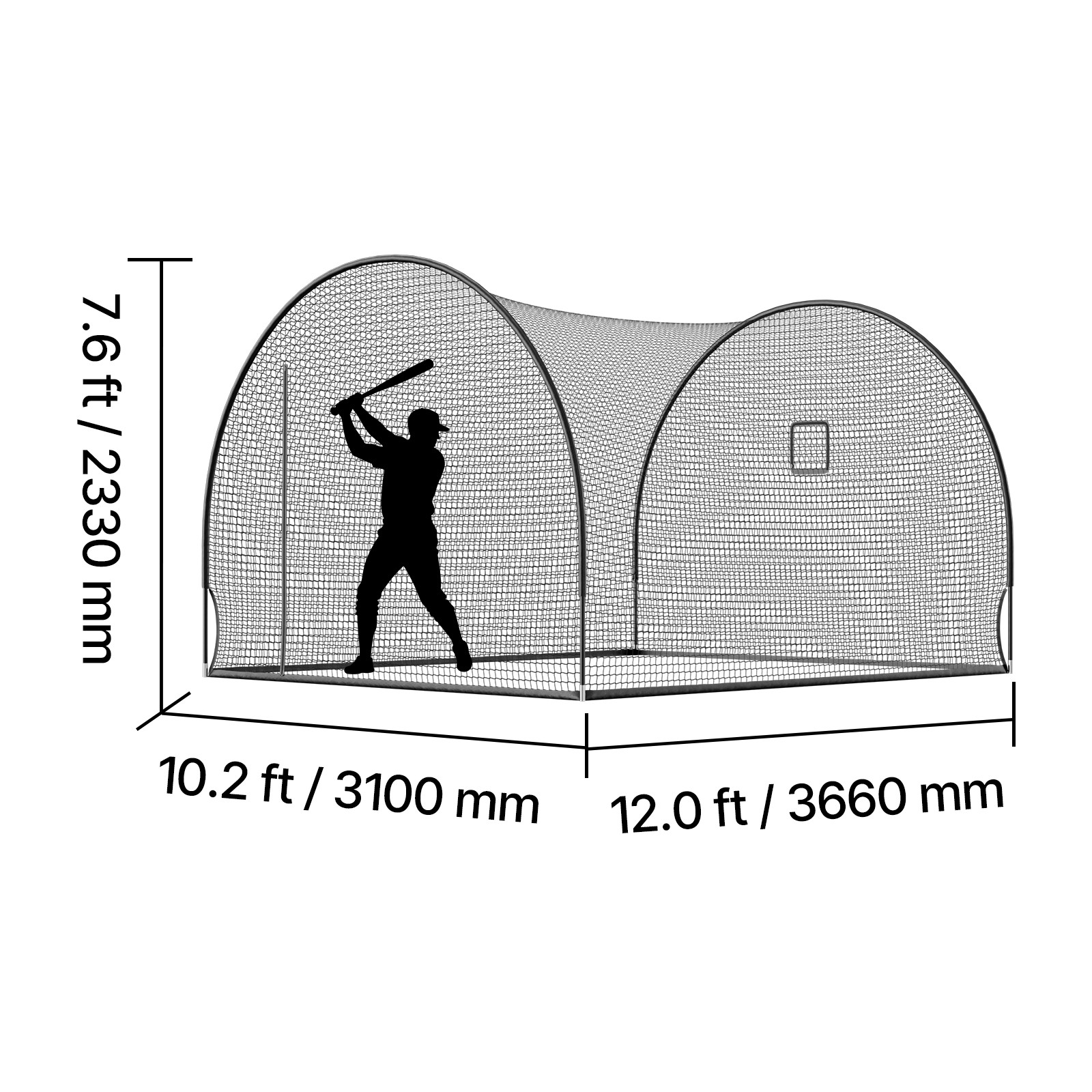 Uimoso Baseball Batting Cage 12.0 x 10.2 x 7.6 FT for Indoor and Outdoor Use