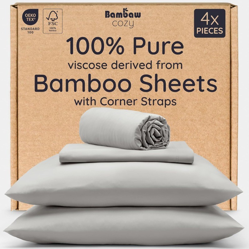 Sheet Set – 4pcs 100% Viscose Derived from Bamboo Sheets Set, Cooling Sheets