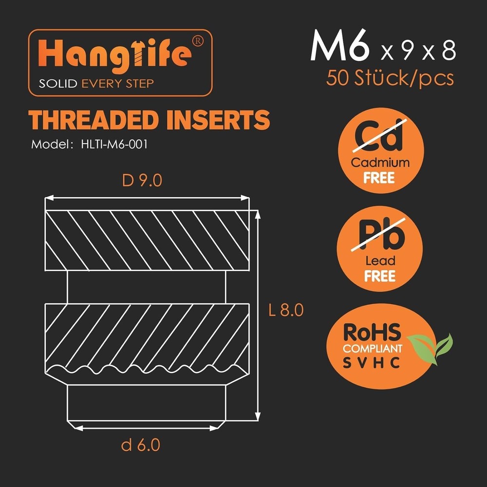 Heat-Set Threaded Inserts, M6 Heat Set Insert for 3D Printing Components and ...