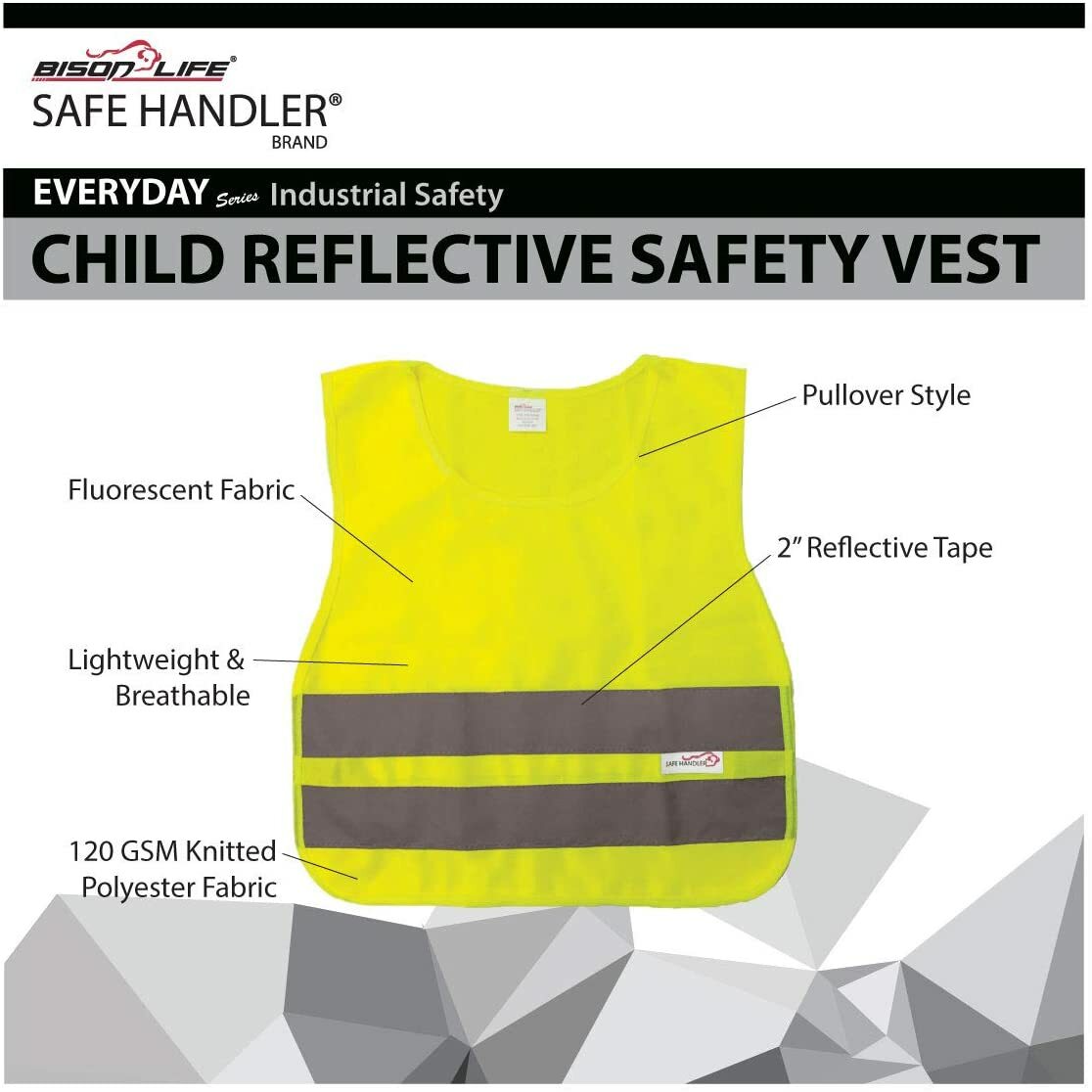 Reflective Safety Vest for Child Yellow Polyester 2-Pack New