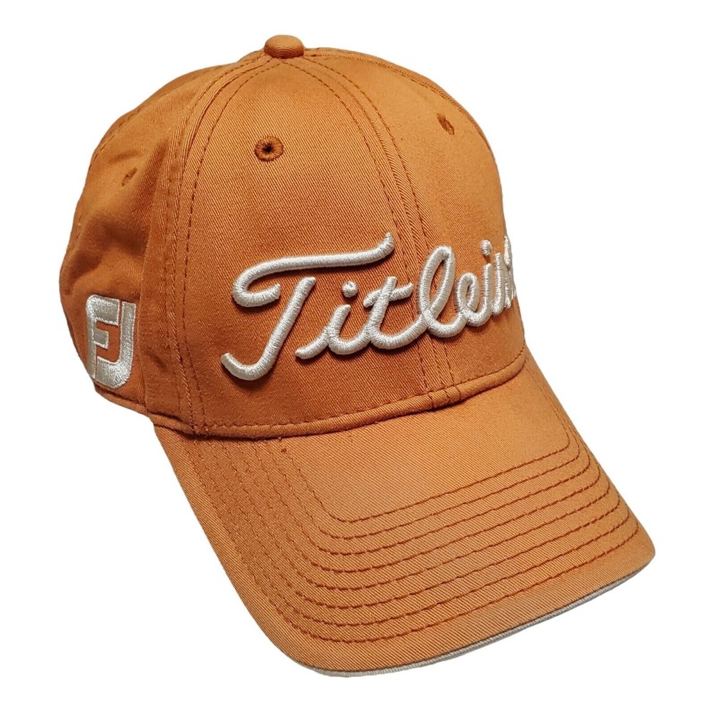 Titleist New Era Footjoy Golf Hat Cap Adjustable Orange Script Embroidered