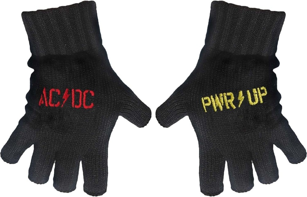 Authentic AC/DC PWR Up Logo Fingerless Gloves  NEW