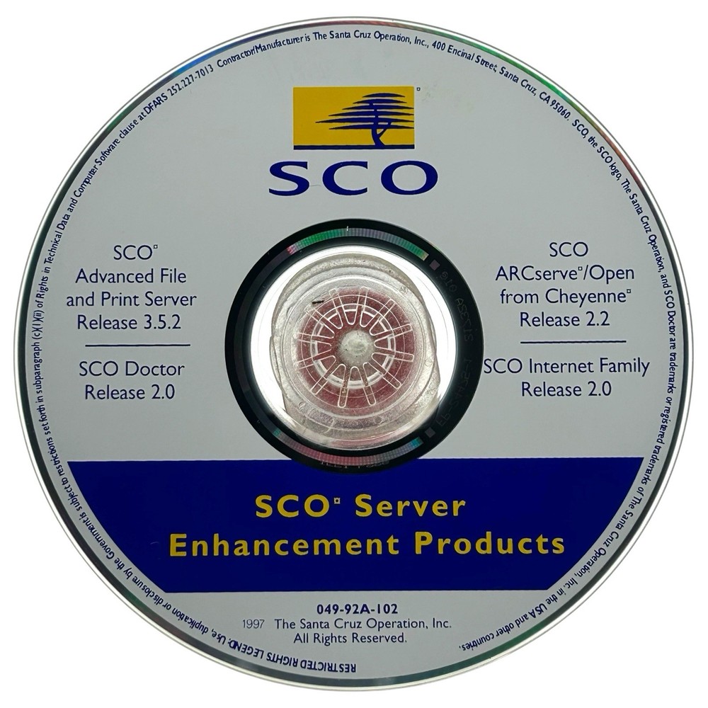 Free SCO OpenServer 5.0.2 w/ Enhancement Products & Java Dev Kit Vintage 1997
