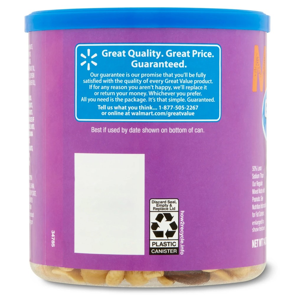 Great Value Roasted & Lightly Salted Mixed Nuts, 14.75 oz..