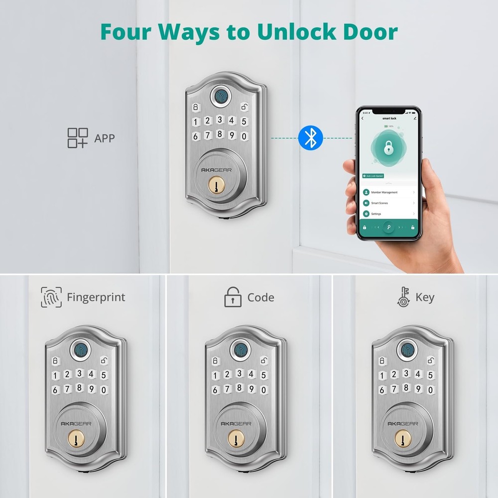 DS10 Pro Keyless Entry Door Lock with Handle Set, Smart Front Door Locks Set,...