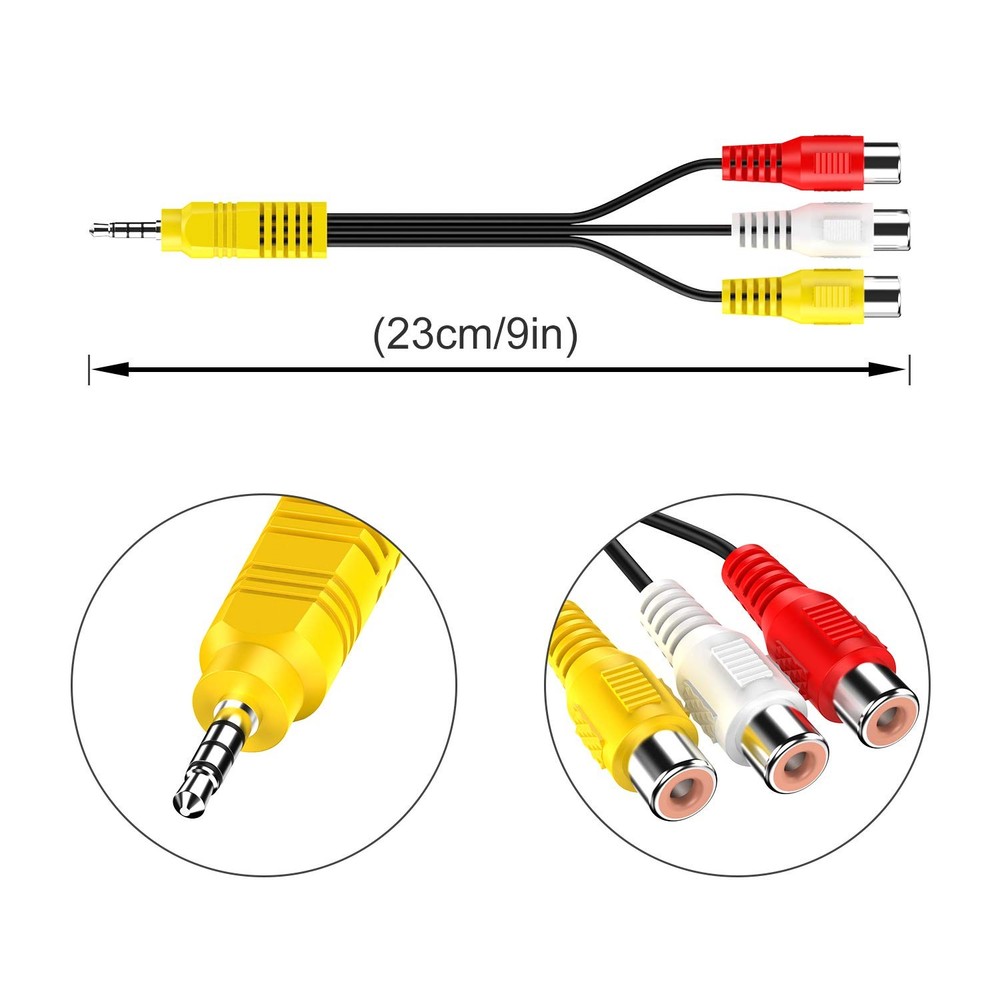 3.5MM to 3 RCA Cable ，Video AV Component Adapter Replacement for TCL...
