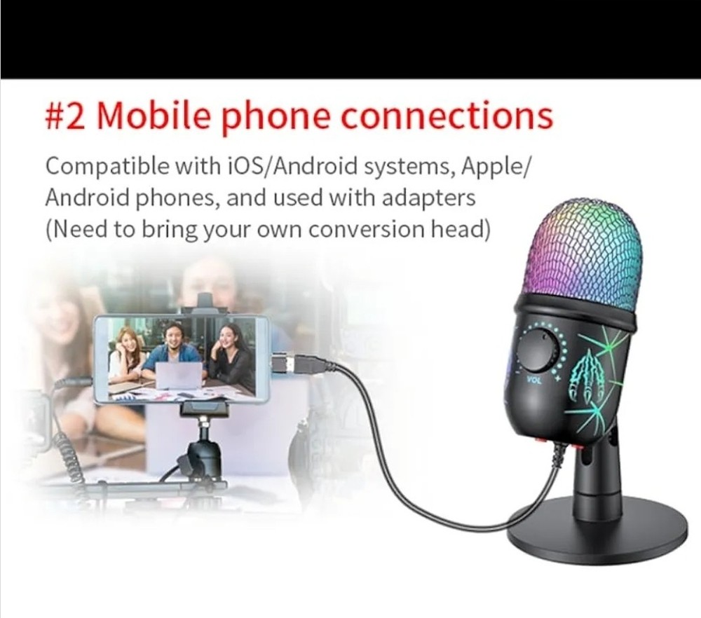 MRSDY Gaming Microphone USB Computer Microphone for PC Mac PS4/5 Condenser