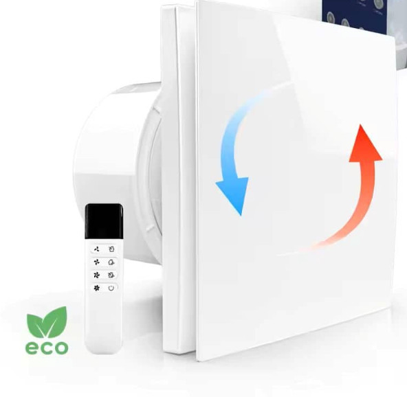 Wall Mount Exhaust Fan with Remote, Reversible Airflow or Backdraft Damper