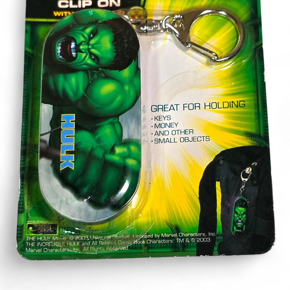 Vtg Tin Box Co Hulk Backpack Clip-On Sliding Lid 2003 Universal Studios MARVEL