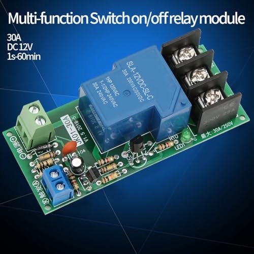 DC 12V Timer Relay Module 0-60min Delay Switch – 30A Load 250V AC/30V DC for