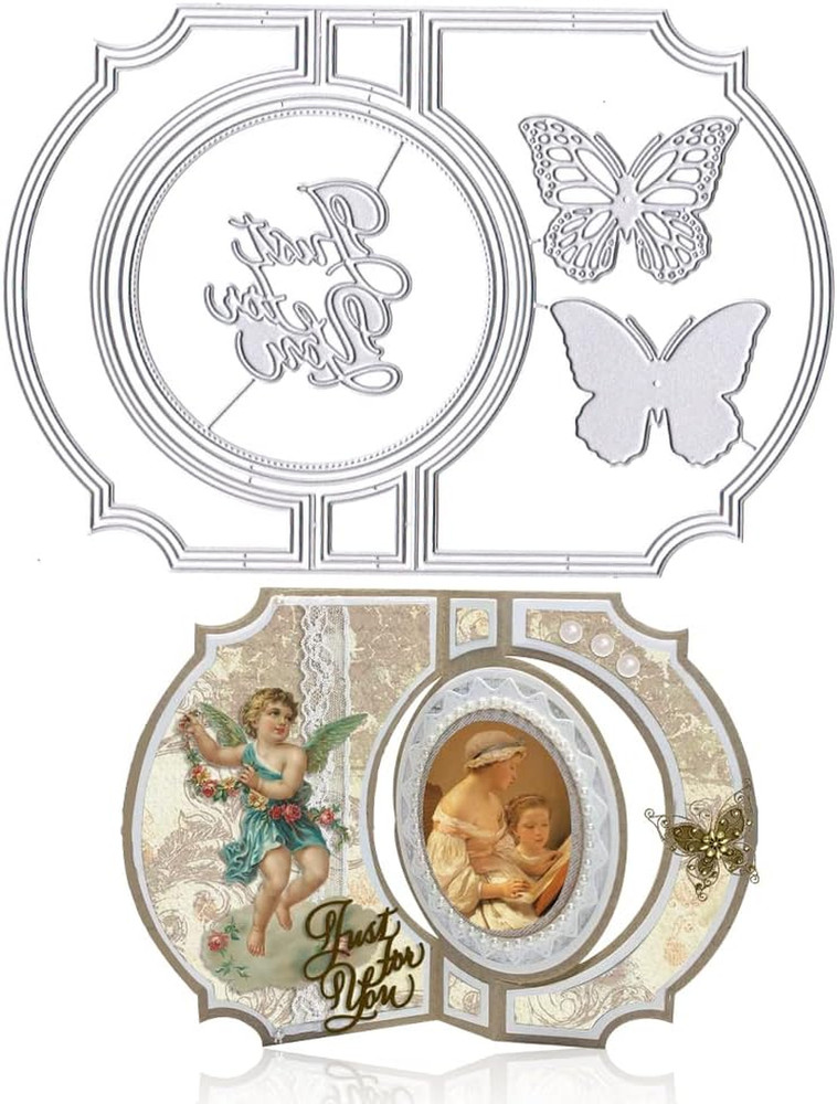 3D Card Shape Cutting Dies for Card Making, Window Zig-Zag Card Shape Design wit