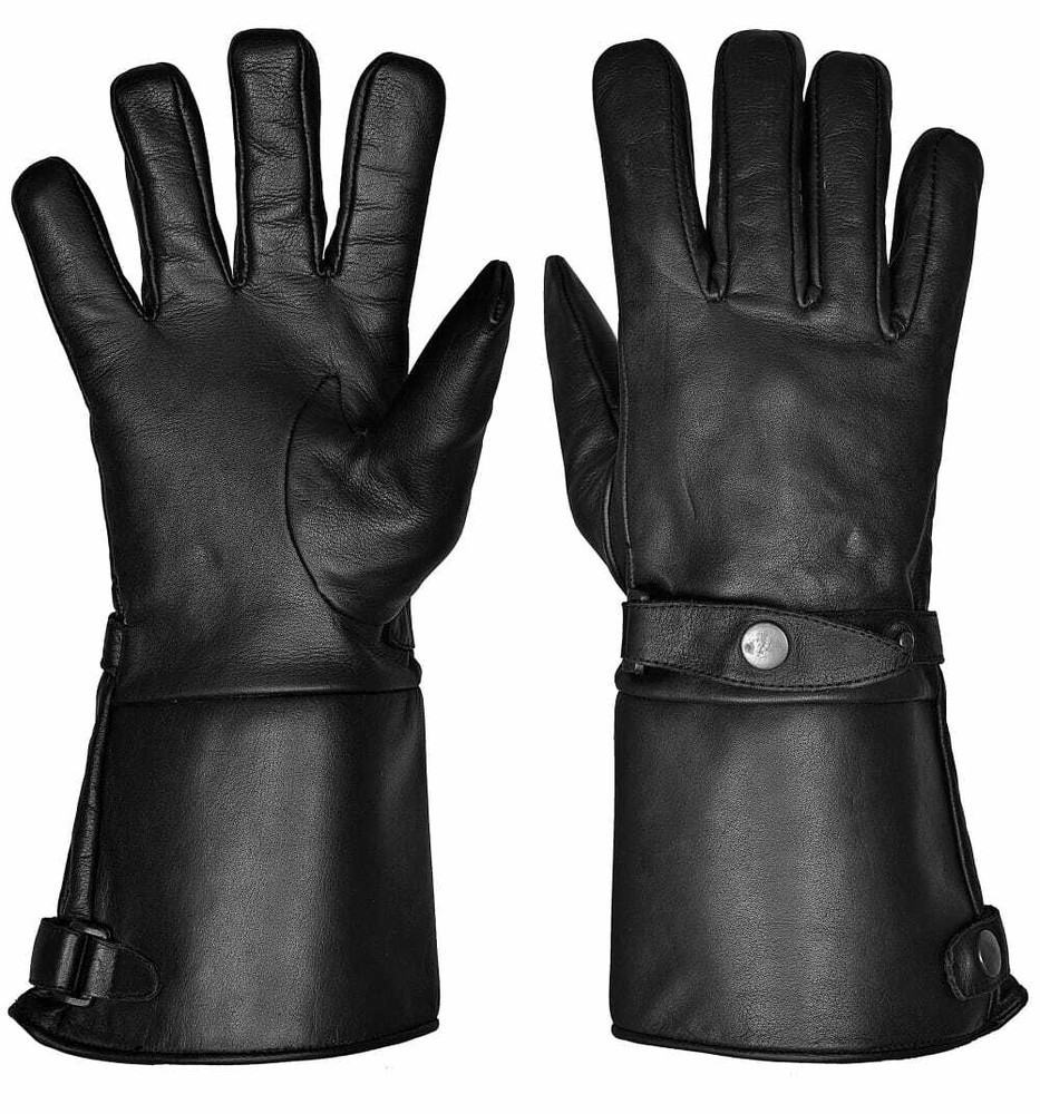 Motorcycle Leather Gauntlet Gloves with Lining Free Shipping!