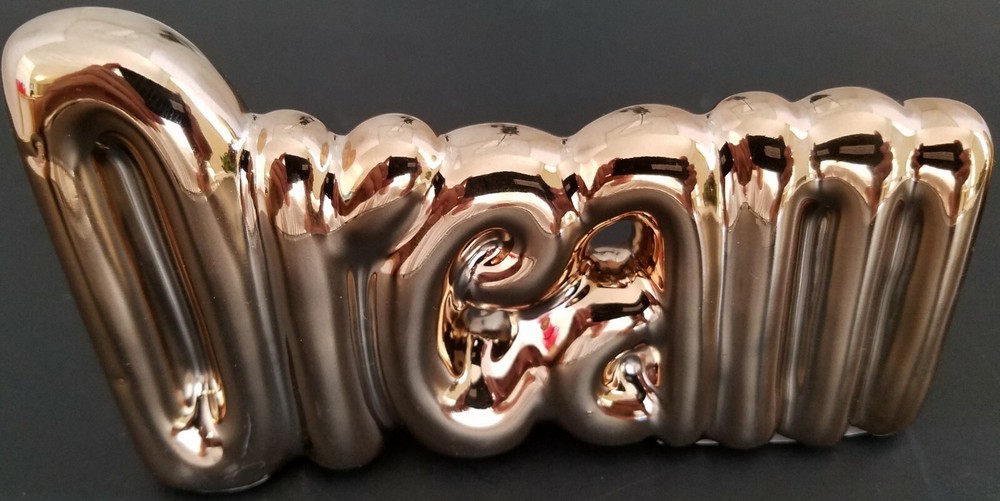 Ceramic Mirror Glaze Metallic Gold Slogan ‘DREAM’
