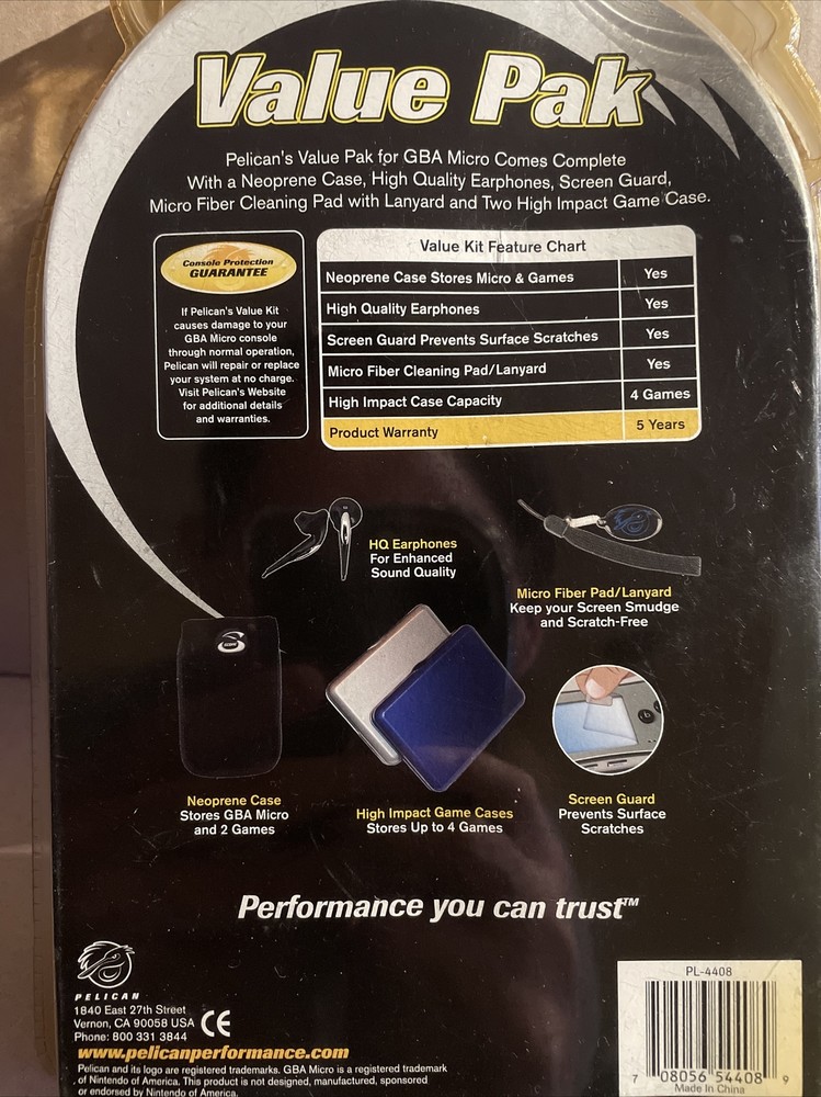 Pelican Gameboy MICRO Value Pak. New Factory Sealed