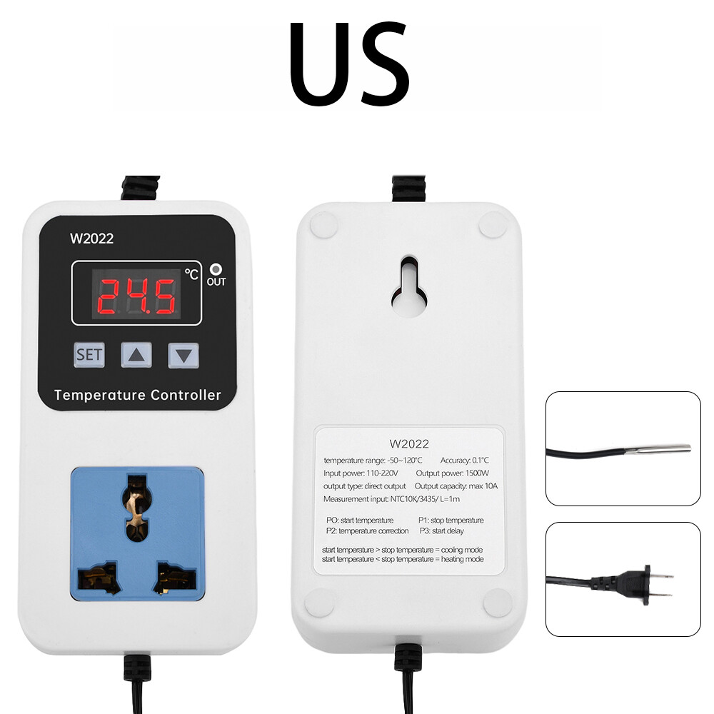 W2022 Temperature Controller 110-220V Control Socket Thermostat With NTC Sensor