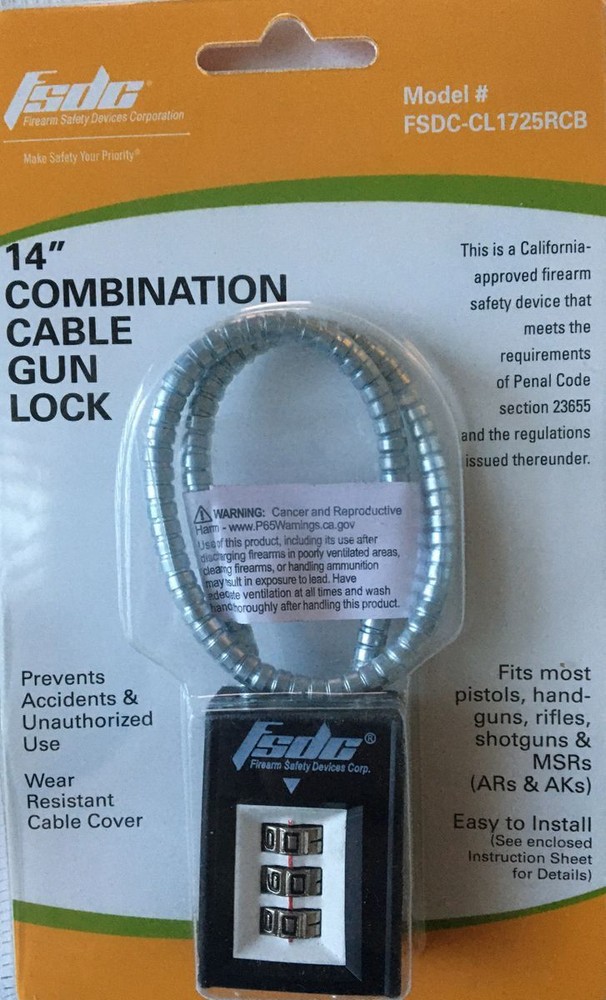 FSDC Lock w/Steel 14" Cable, Black Finish