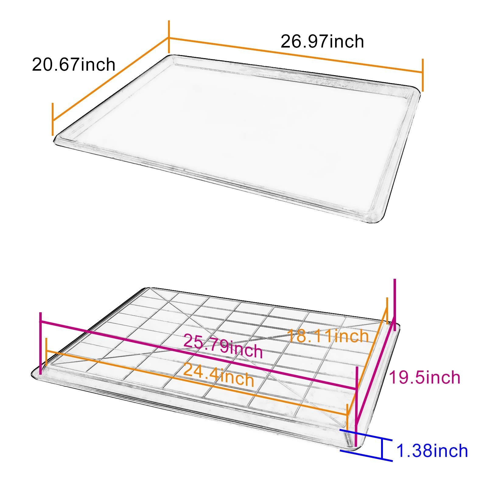 2pcs 27 X 21 inch Replacement Tray for Dog Crate Pans Plastic Bottom