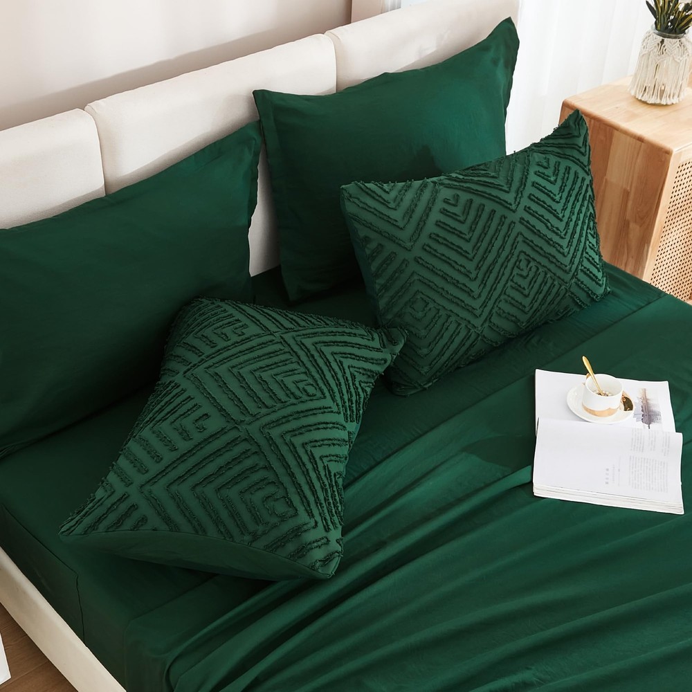 Andency King Size Comforter Set 7 Pieces Dark (104"x90"), Emerald Green