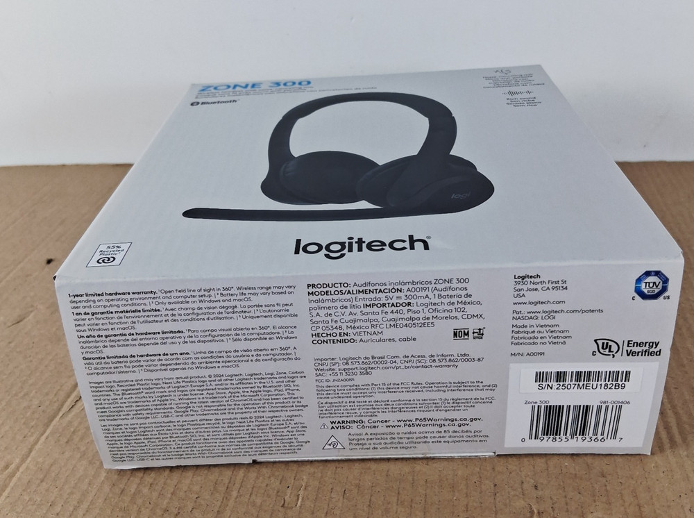 Logitech Zone 300 Wireless Bluetooth Headset PC , Mac, Chrome, Linux, iOS Black