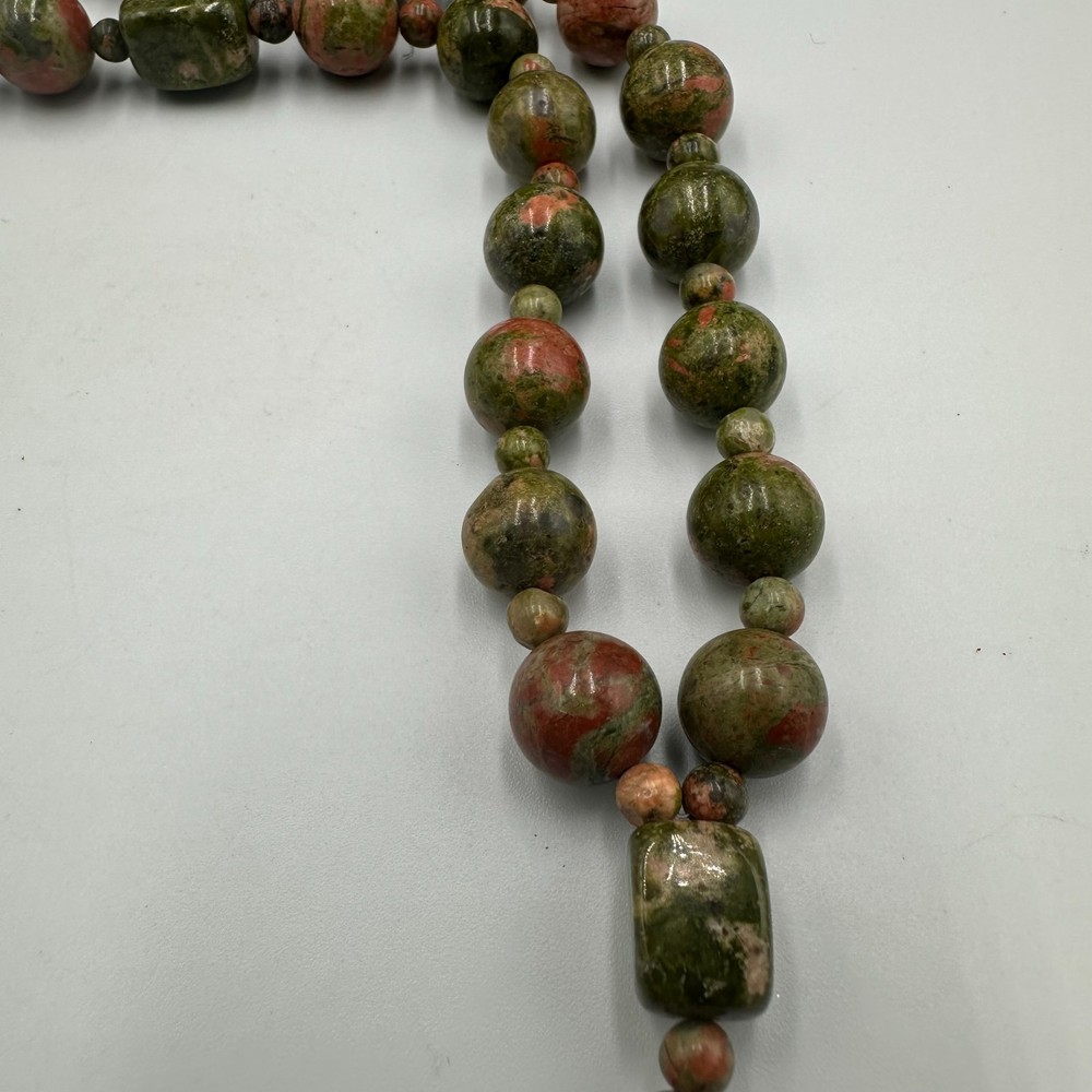 Unakite Gemstone Prayer Beads Cross Dangle Decorative Spiritual Meditation