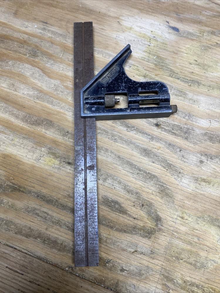 Vintage Stanley 122A Combination Square w/ Bubble Level