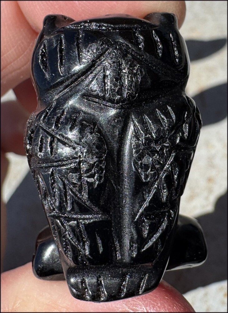 Black Obsidian OWL Totem - Wisdom, Remove negativity