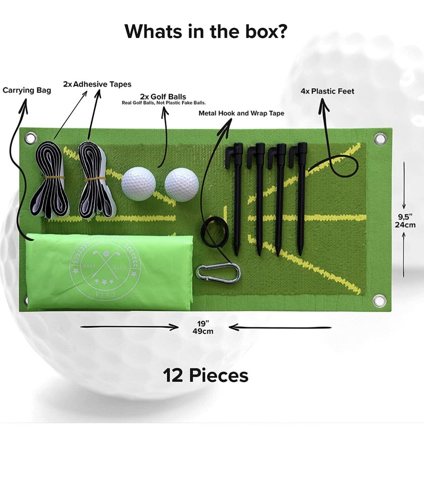Golf Training Mat for Swing Practice Training Aid Game Set Real Balls Gift