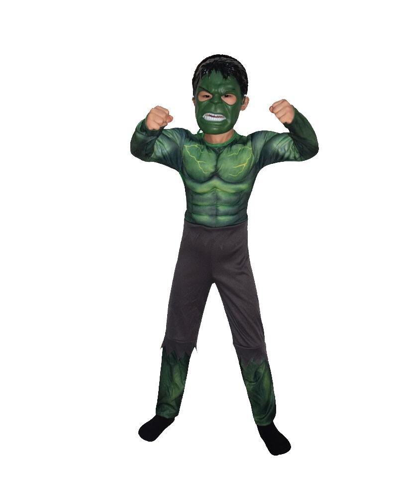 Boys Hulk Muscle Avengers Costume Fancy Dress Outfit New