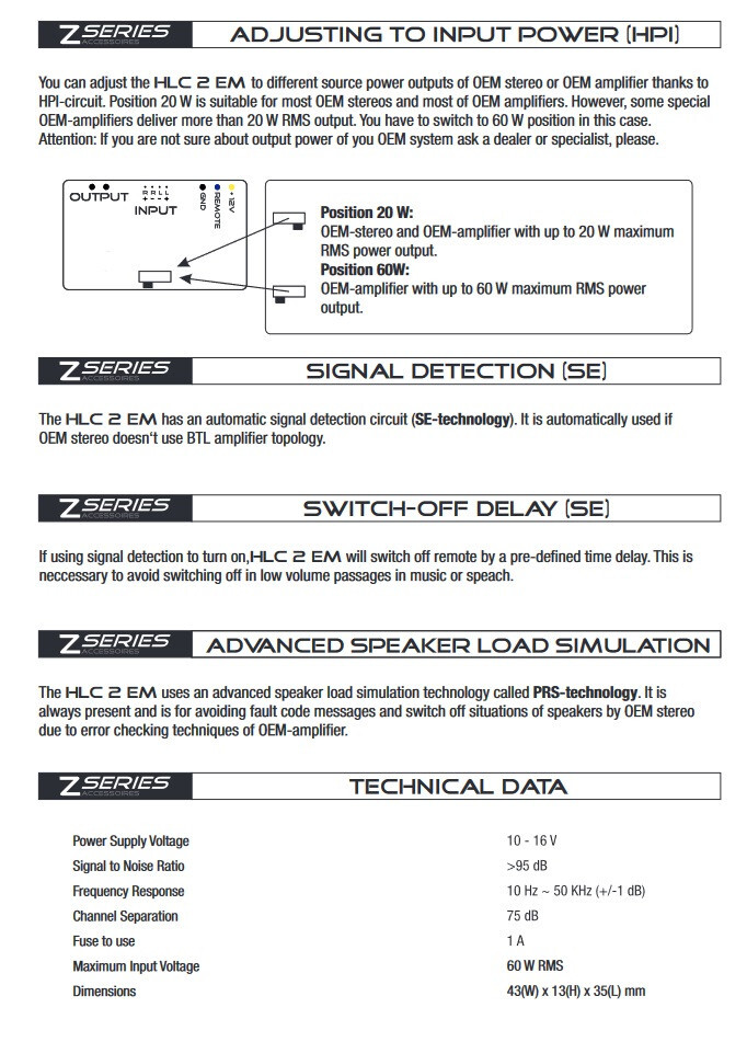 Audio System HLC2 EM 2-Way High-Low Adapter for OEM Radios / Amplifiers
