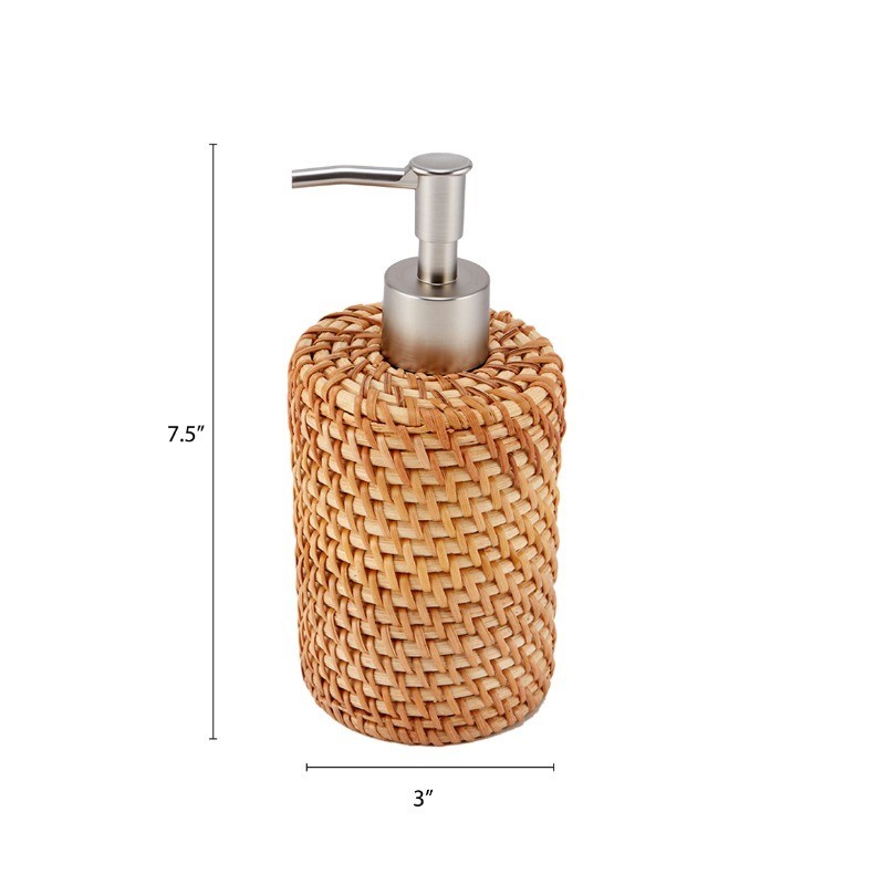 Rattan Soap Dispenser Pump Versatile Use Durable Material Bathroom Kitchen
