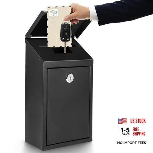 Secure Wall-Mounted Mailbox for Outside, Rust-Proof Steel Postbox Key Lock