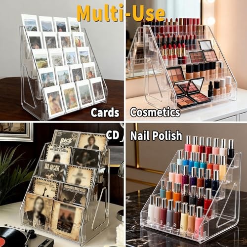 2 Pack 3-Tier Greeting Card Display Stand – Clear Vertical Riser 3-Tier (2pack)