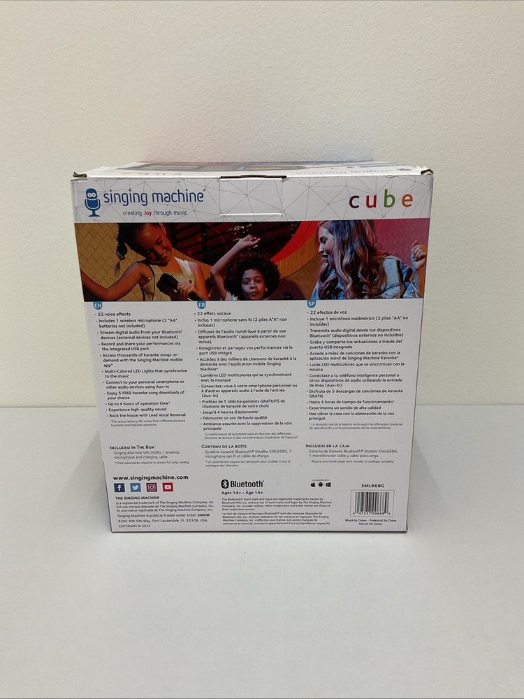 Singing Machine Cube Bluetooth Karaoke System with Wireless Microphone G98