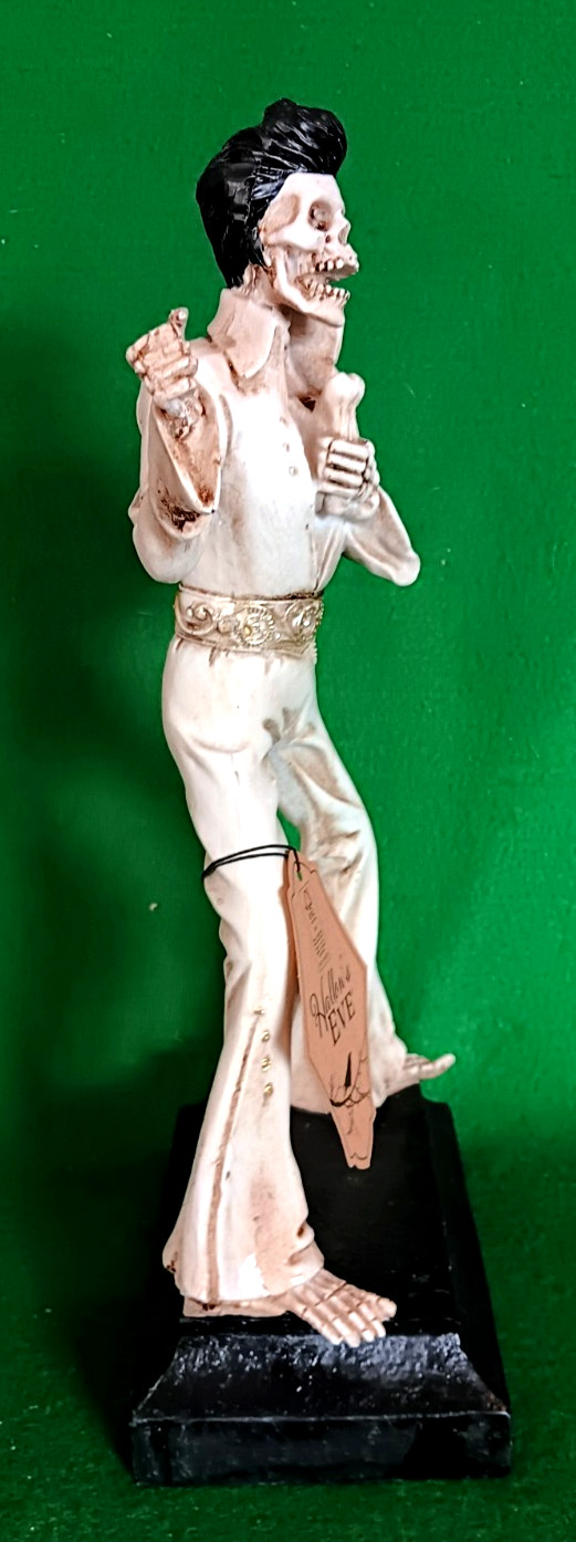 Hallow's Eve 12" Skeleton Elvis Performing in White Jumpsuit Resin Figurine,NWT!