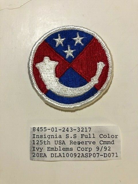 125th ARCOM Army Reserve Command  U.S. Army Shoulder Patch Insignia