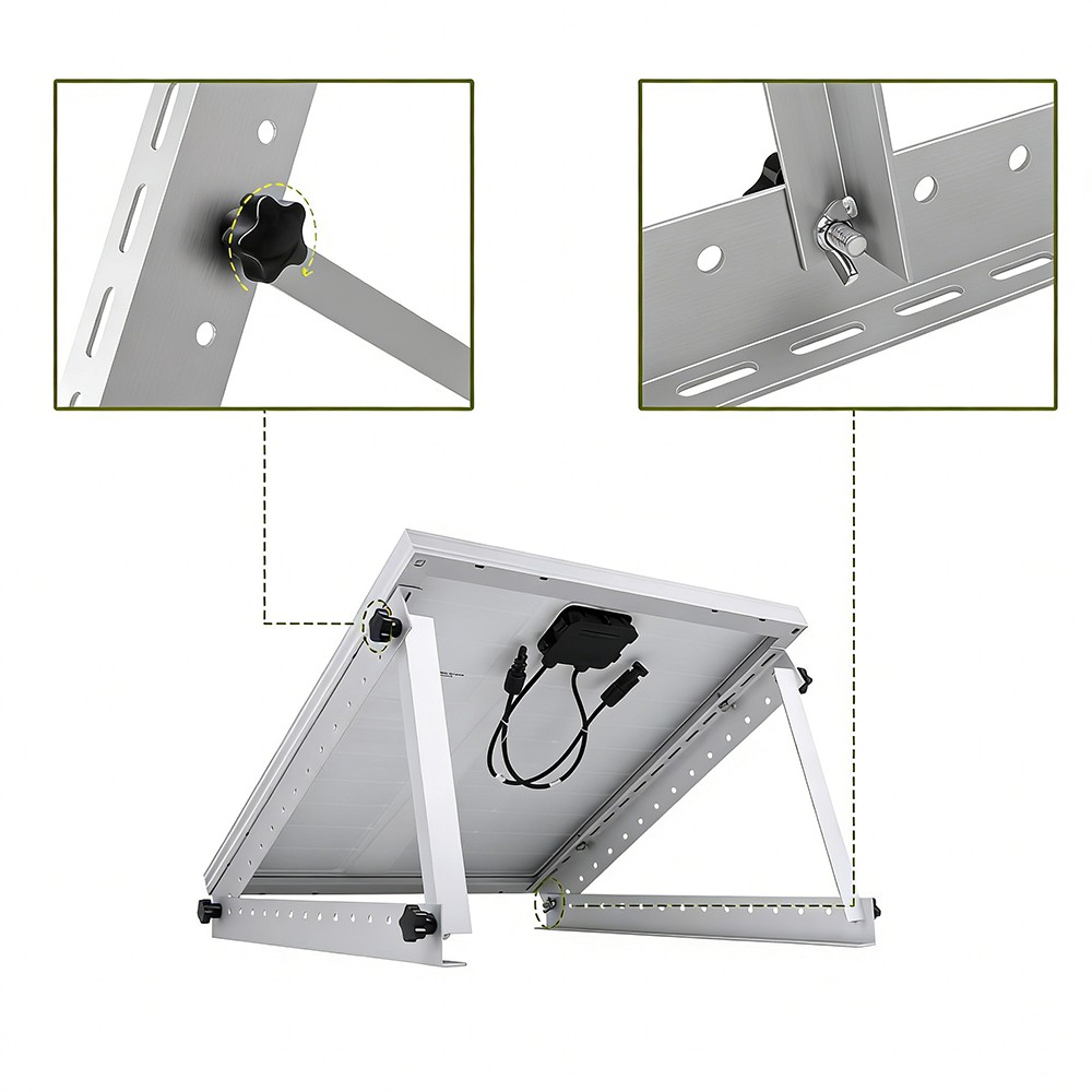 2PCS Solar Panel RV Tilt Mounting Rack Bracket Adjustable Rooftop Flat Surface